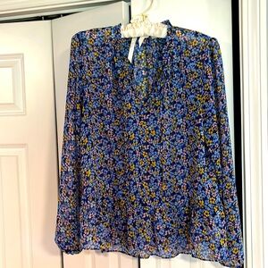 Sheer Floral Flowy GAP Long-sleeve top with Peplum